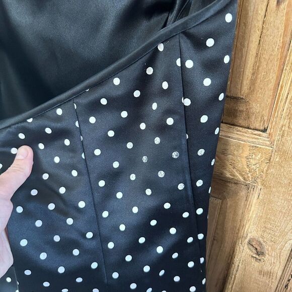 Jessica McClintock for Gunne Sax 9 / 10 Black Polka Dot Dress Strapless - Picture 9 of 13
